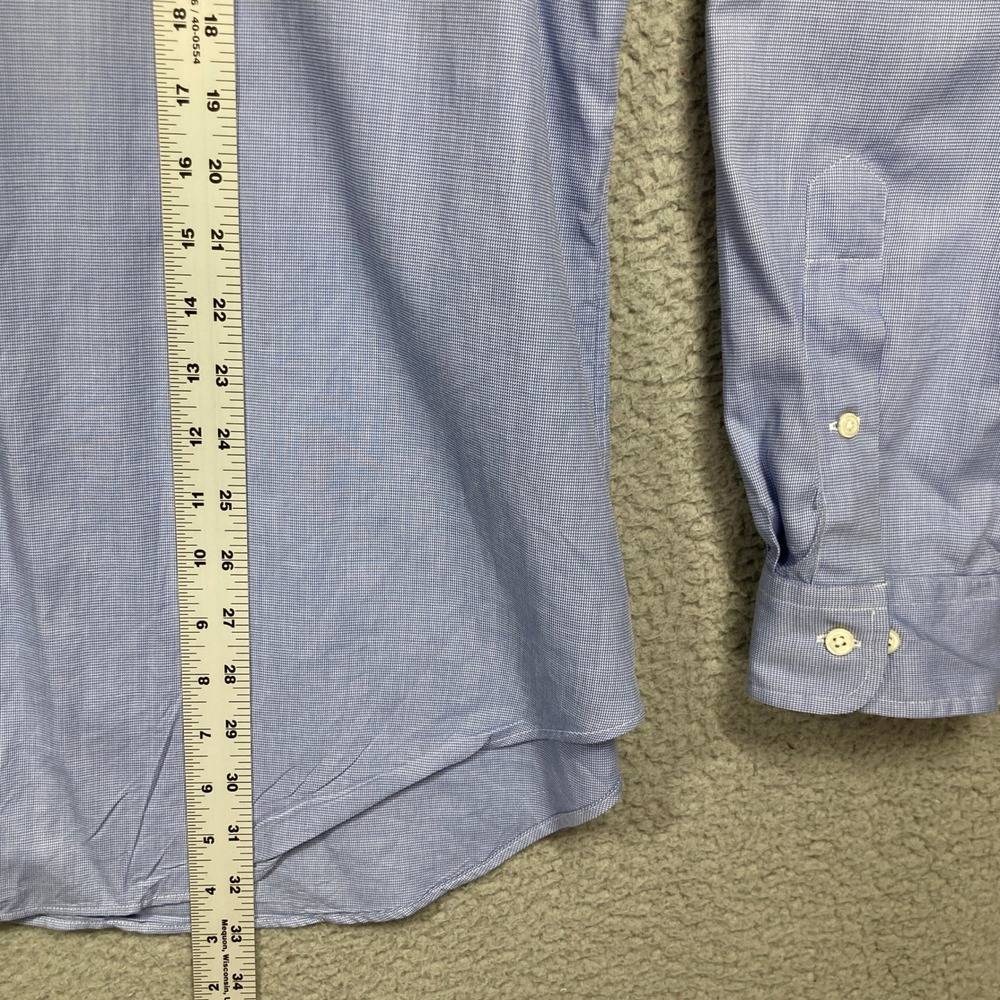 Ralph Lauren Button Down Shirt Men XL Blue Classic Fit Micro Check Long Slv FLAW - Picture 3 of 9
